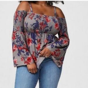 Torrid Cold Shoulder Floral Print Women's Blouse